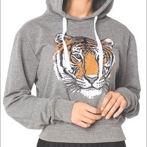 CHRLDR Cotton Studded Glitter Tiger Hoodie